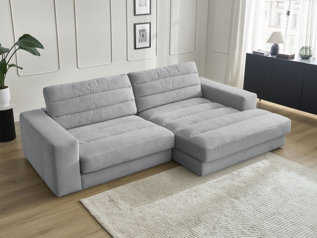 Bobochic Sierra Ecksofa Samt Hellgrau Ecke rechts