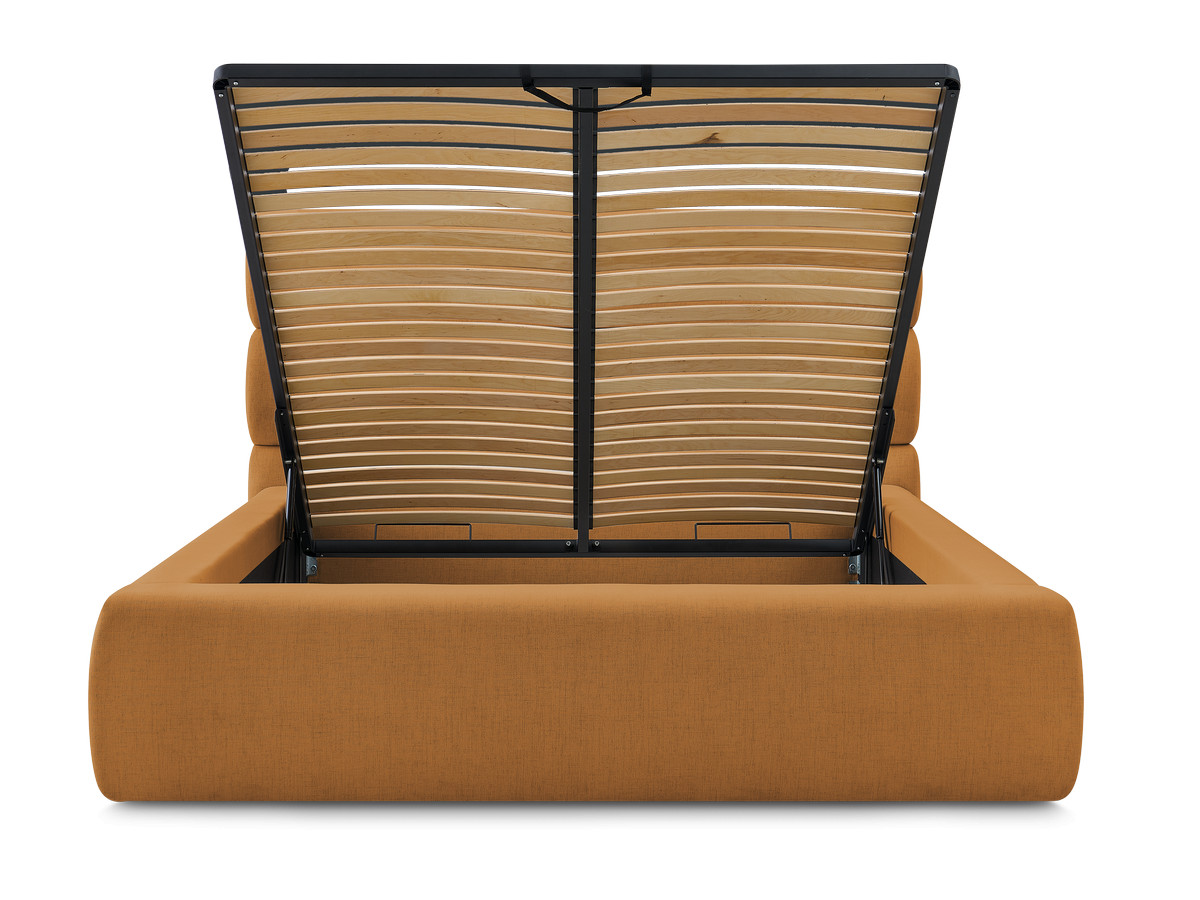 Bobochic Jagna Polsterbett mit Bettkasten Stoff Gelb, Liegefläche 140 × 190 cm