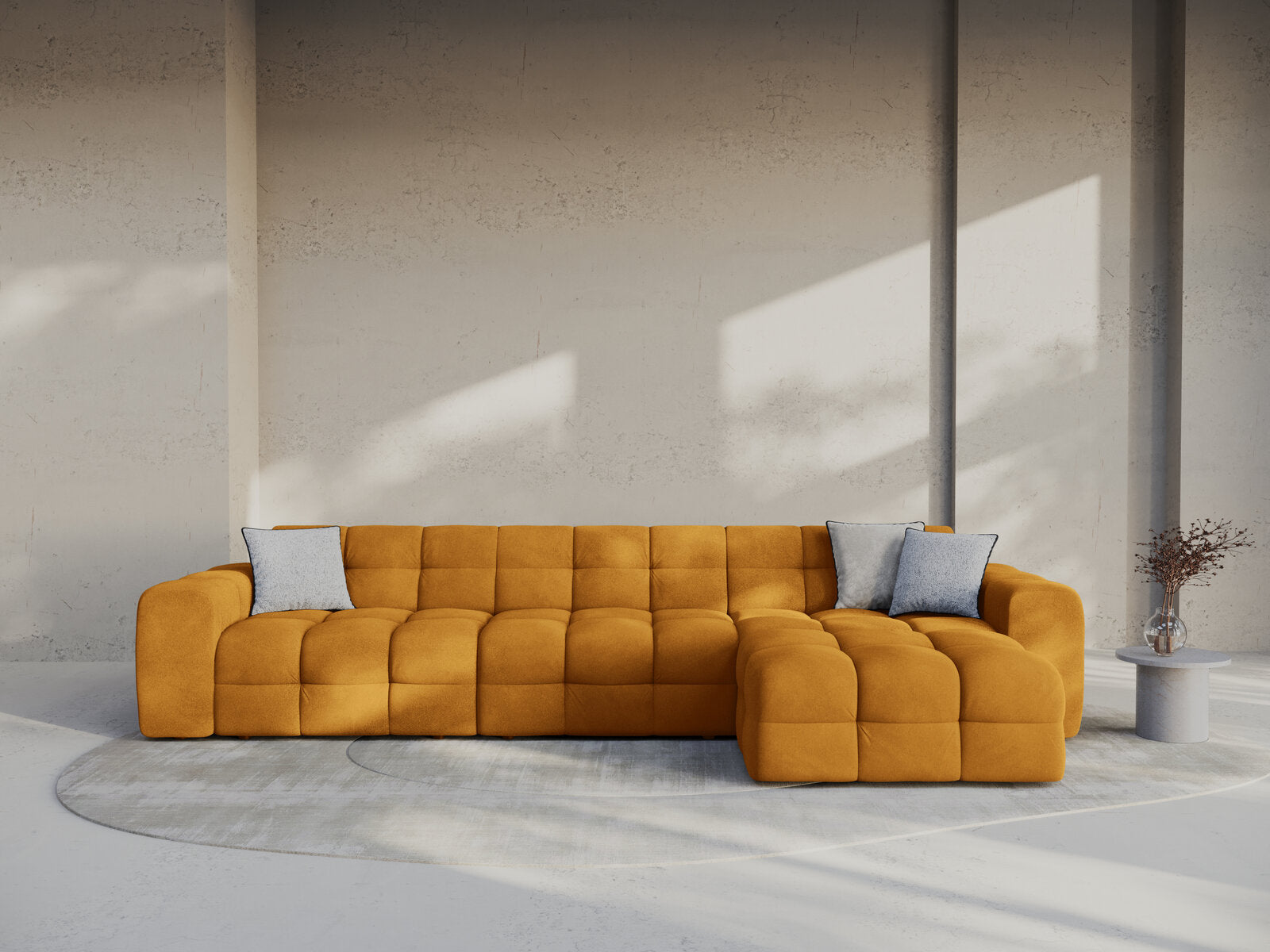 Micadoni Ecksofa Kendal 5-Sitzer Rechts Samt Senf