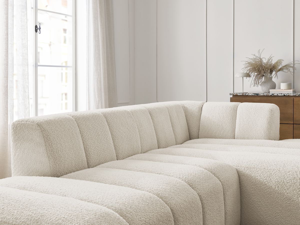 Bobochic Annecy Ecksofa Bouclé-Stoff Beige Ecke rechts