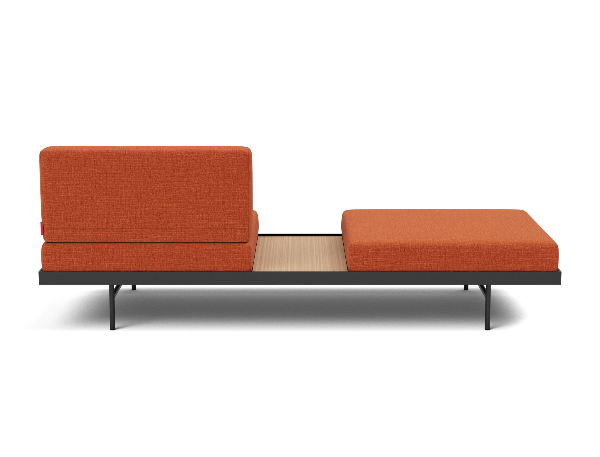 Tagesbett Puri Chenille Esina 412-Rust-Orange Beine mit Eichentisch
