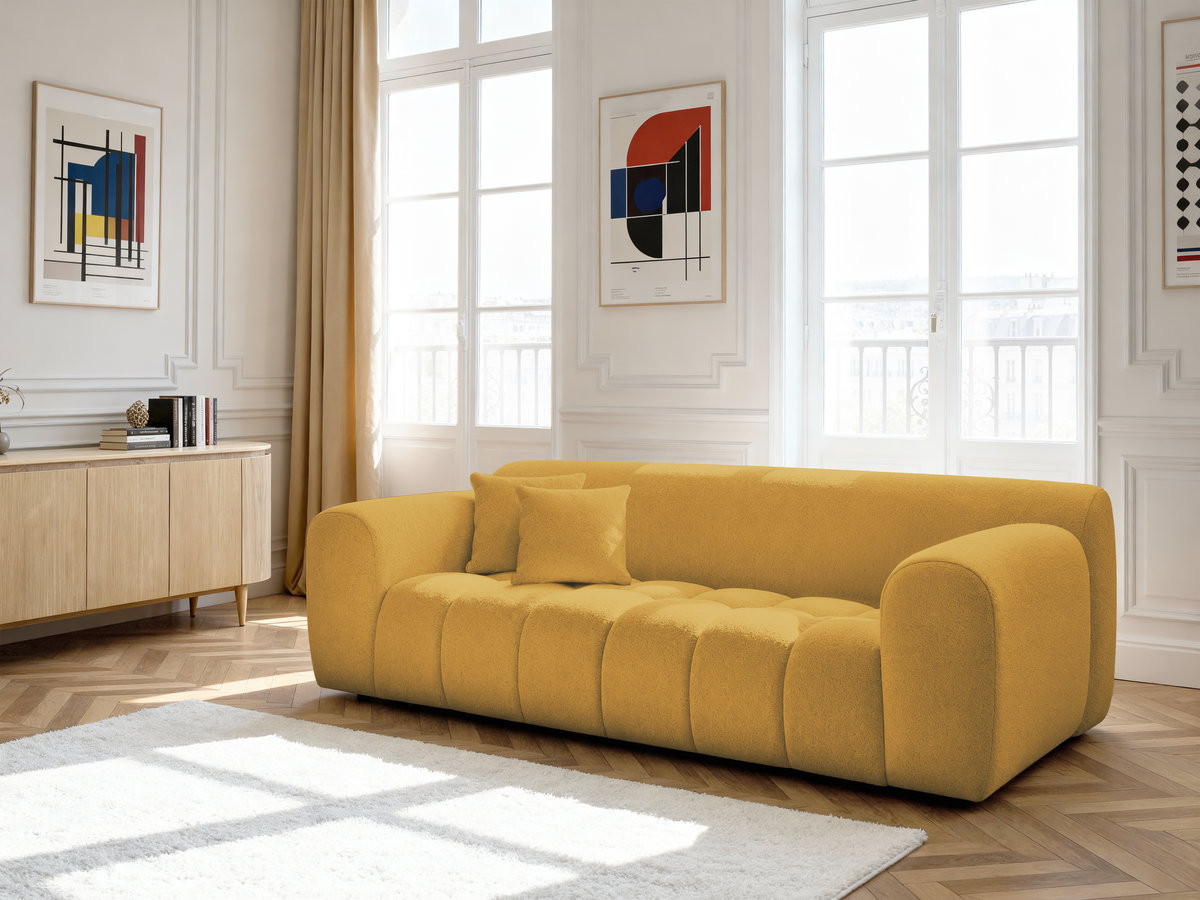 Bobochic Melisse Sofa 3-Sitzer Melange-Stoff Gelb