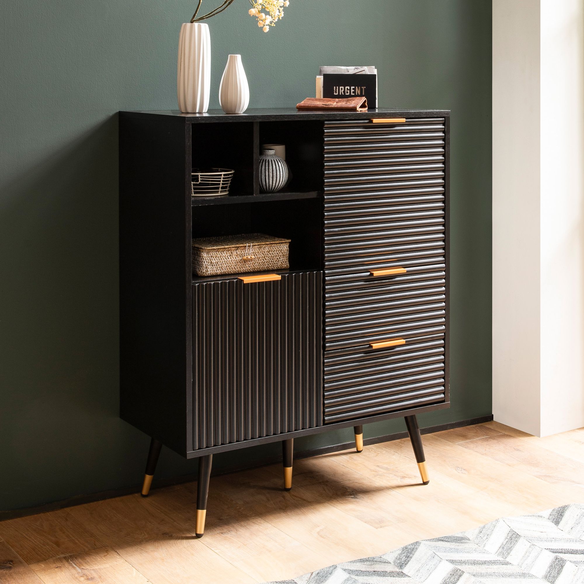 Sideboard Fagernes Schwarz 77 × 40 × 97 cm