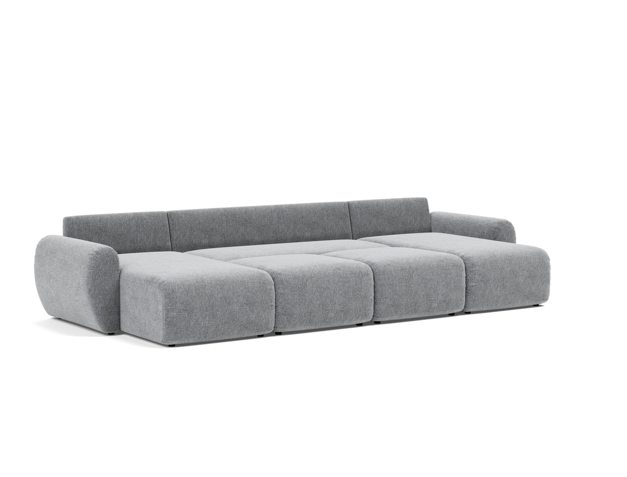 Schlafsofa Norum U-Form mit Curve-Armlehnen Strukturierter Stoff Twist 565-Granite