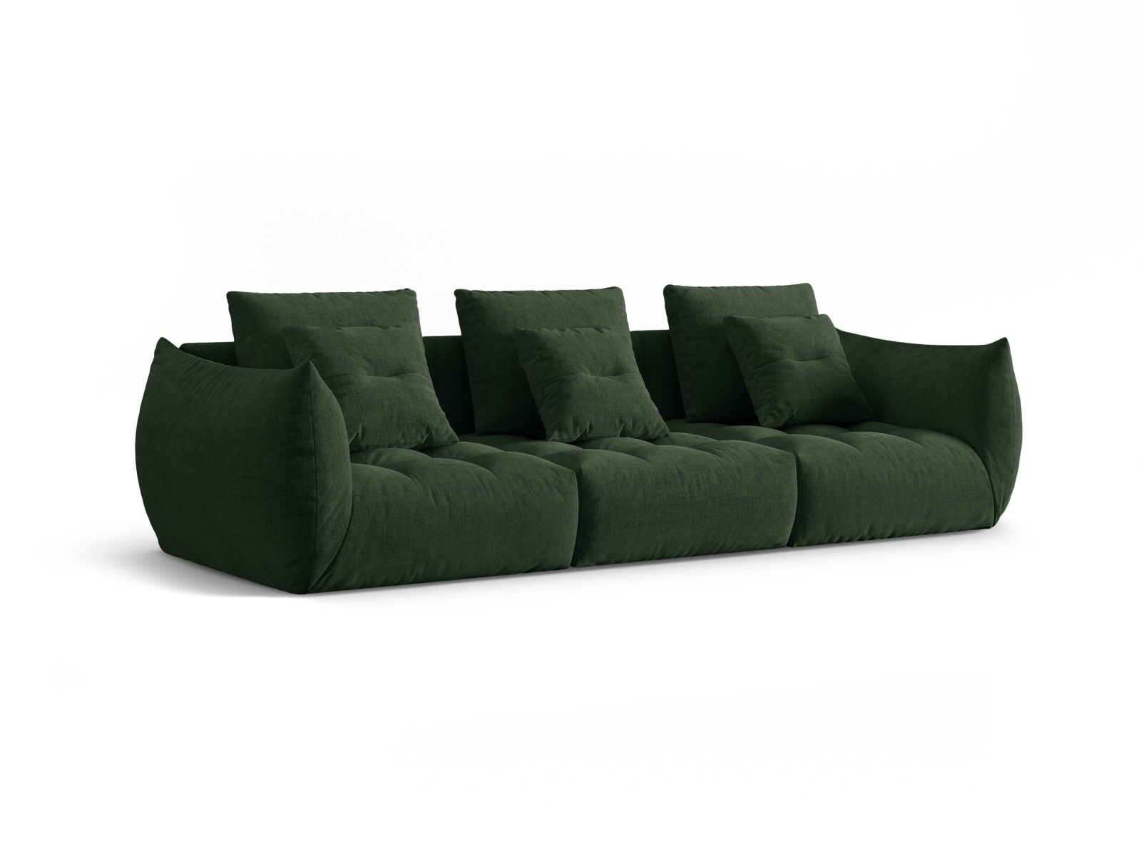 Micadoni Sofa Bloom 4-Sitzer Strukturierter Stoff Moßgrün