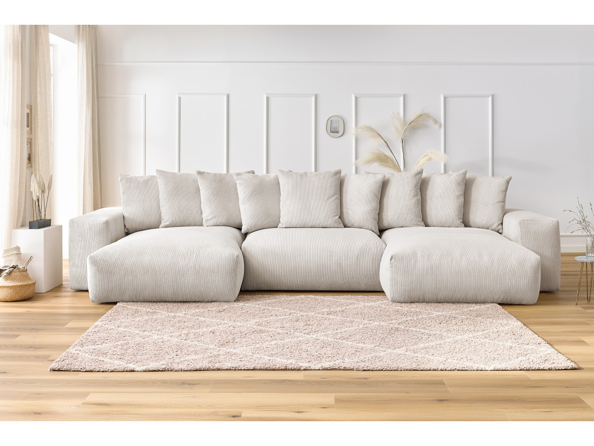 Bobochic Voltaire Wohnlandschaft 420 × 174 cm Cordsamt Beige