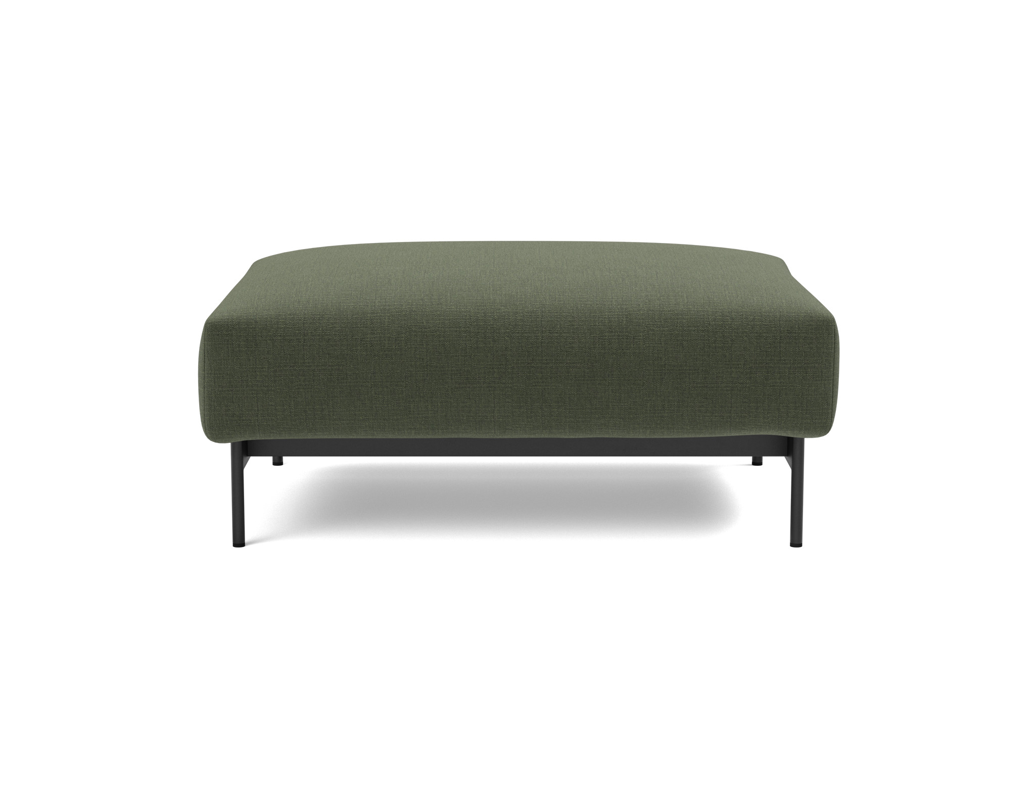 Hocker Malloy Chenille Esina 413-Olive-Green Beine Schwarzes Metall