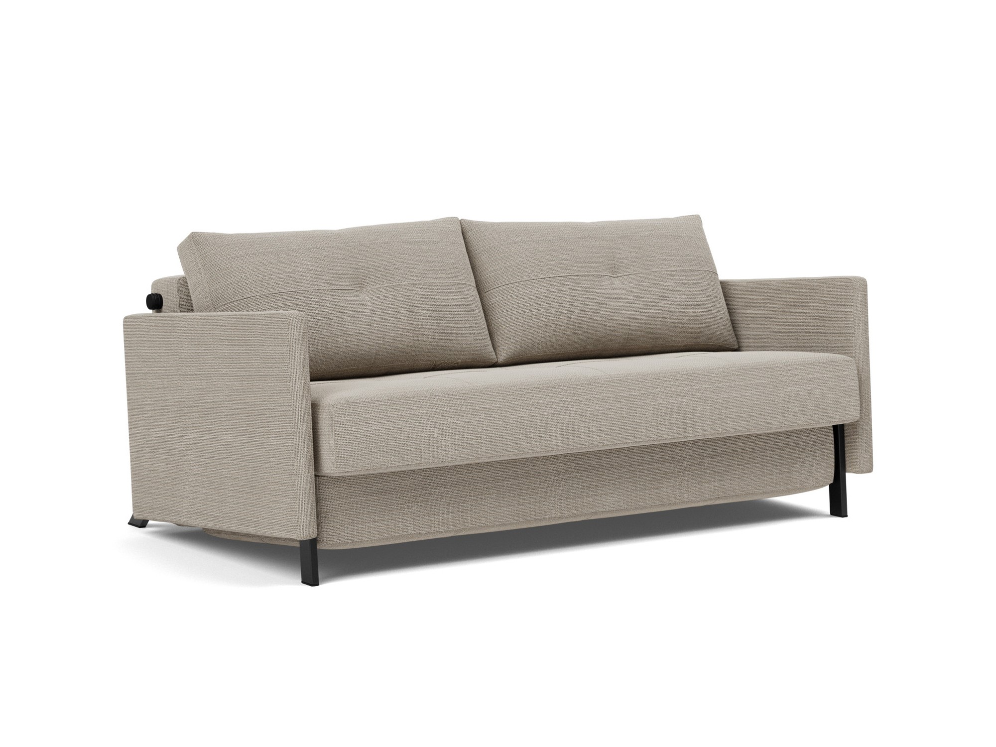 Schlafsofa Cubed mit Armlehnen 160 Strukturierter Stoff Kenya 579-Gravel