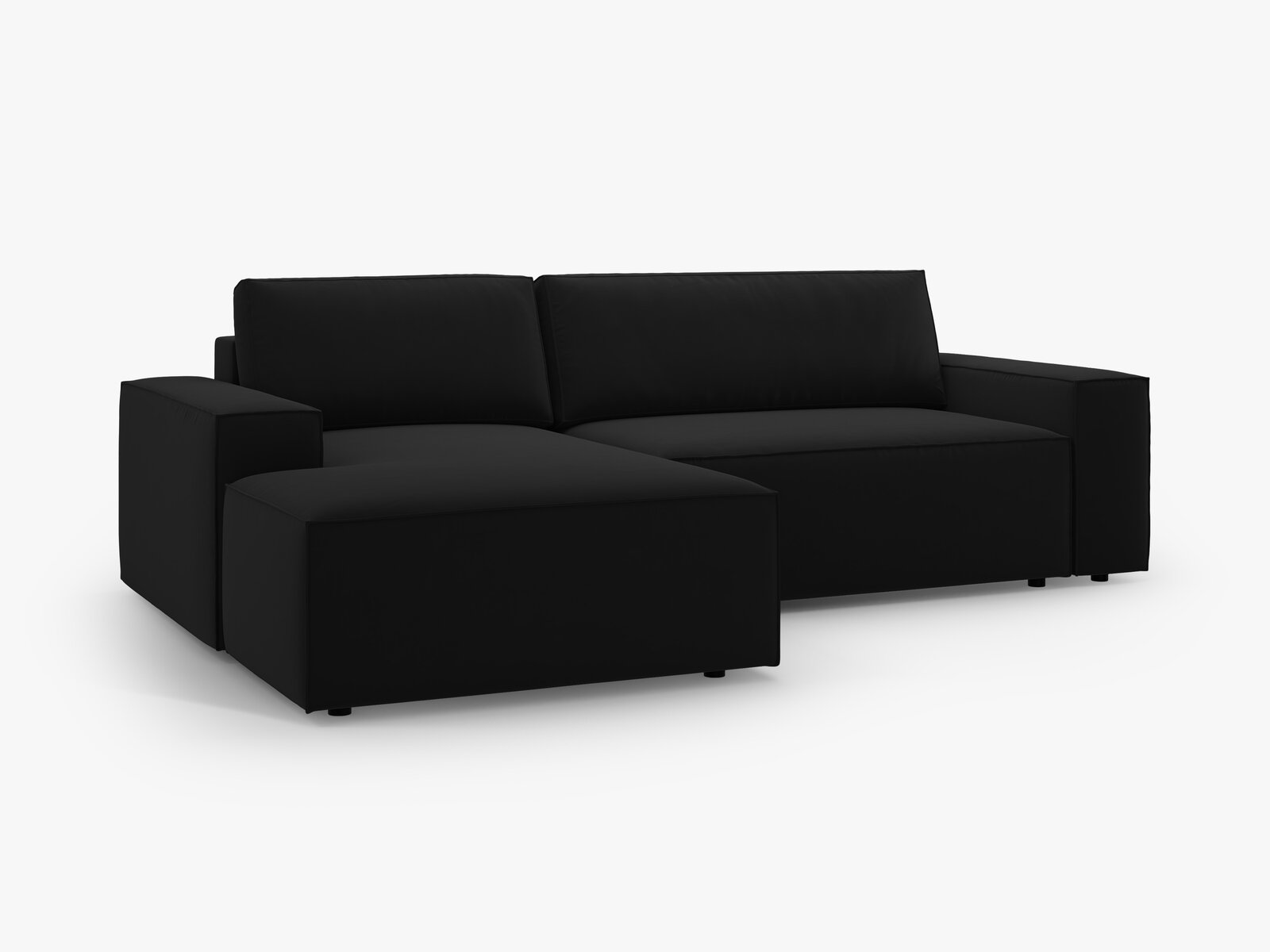 Micadoni Schlaf-Ecksofa Jodie 3-Sitzer Links Samt Schwarz