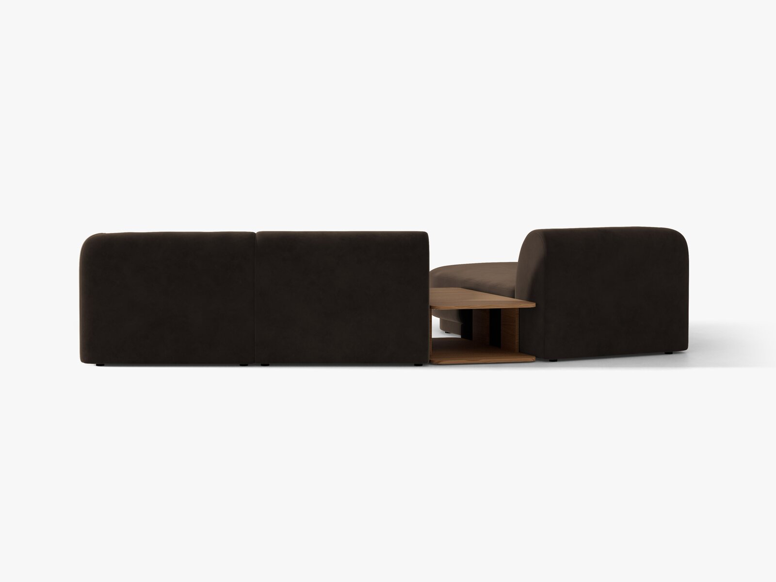 Micadoni Modulares Sofa Miley mit Recamiere 3-Sitzer Links Samt Bluvel Dunkelbraun
