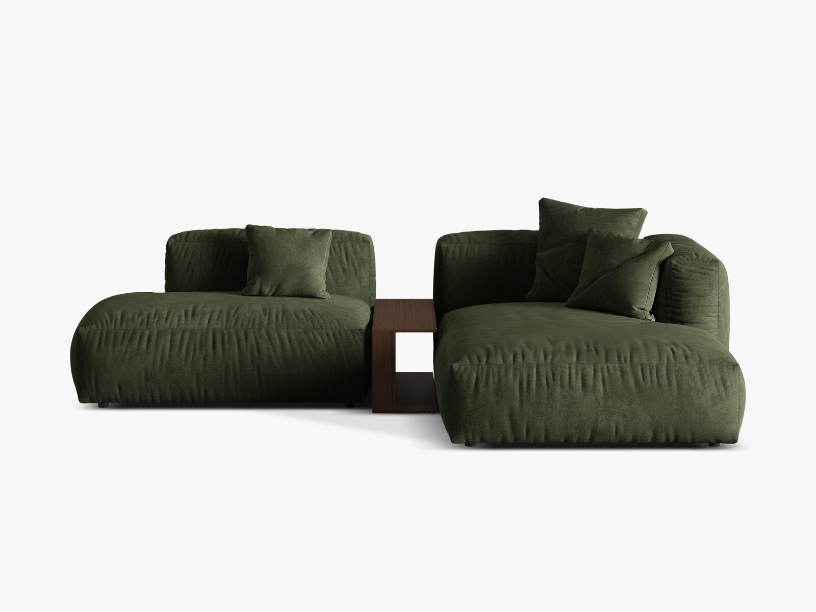 Micadoni Ecksofa Martina 2-Sitzer mit Couchtisch Rechts Samt Grün