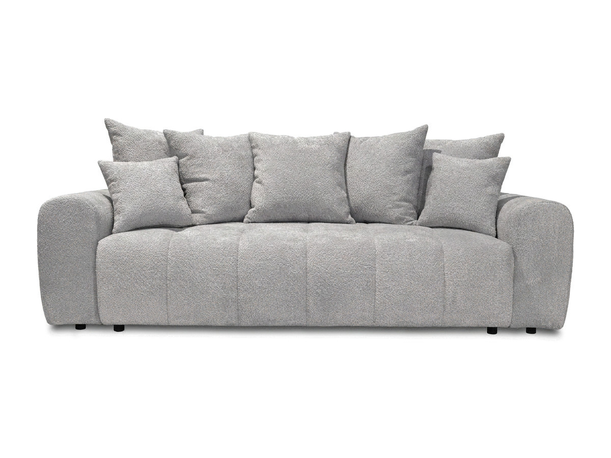 Bobochic Roxelane Schlafsofa 3-Sitzer mit Bettkasten Bouclé-Stoff Hellgrau