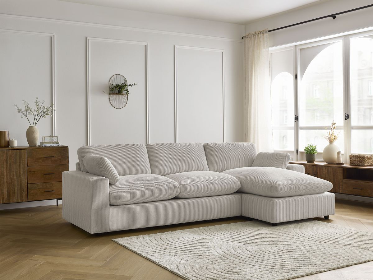 Bobochic Belair Ecksofa 280 × 139 cm Cordsamt Beige