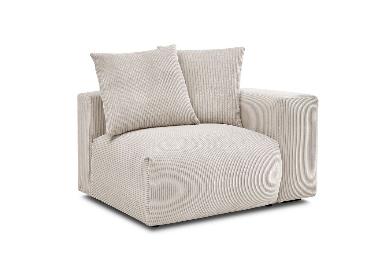Bobochic Voltaire Sofamodul 1-Sitzer 130 × 100 cm Cordsamt Beige Ecke rechts