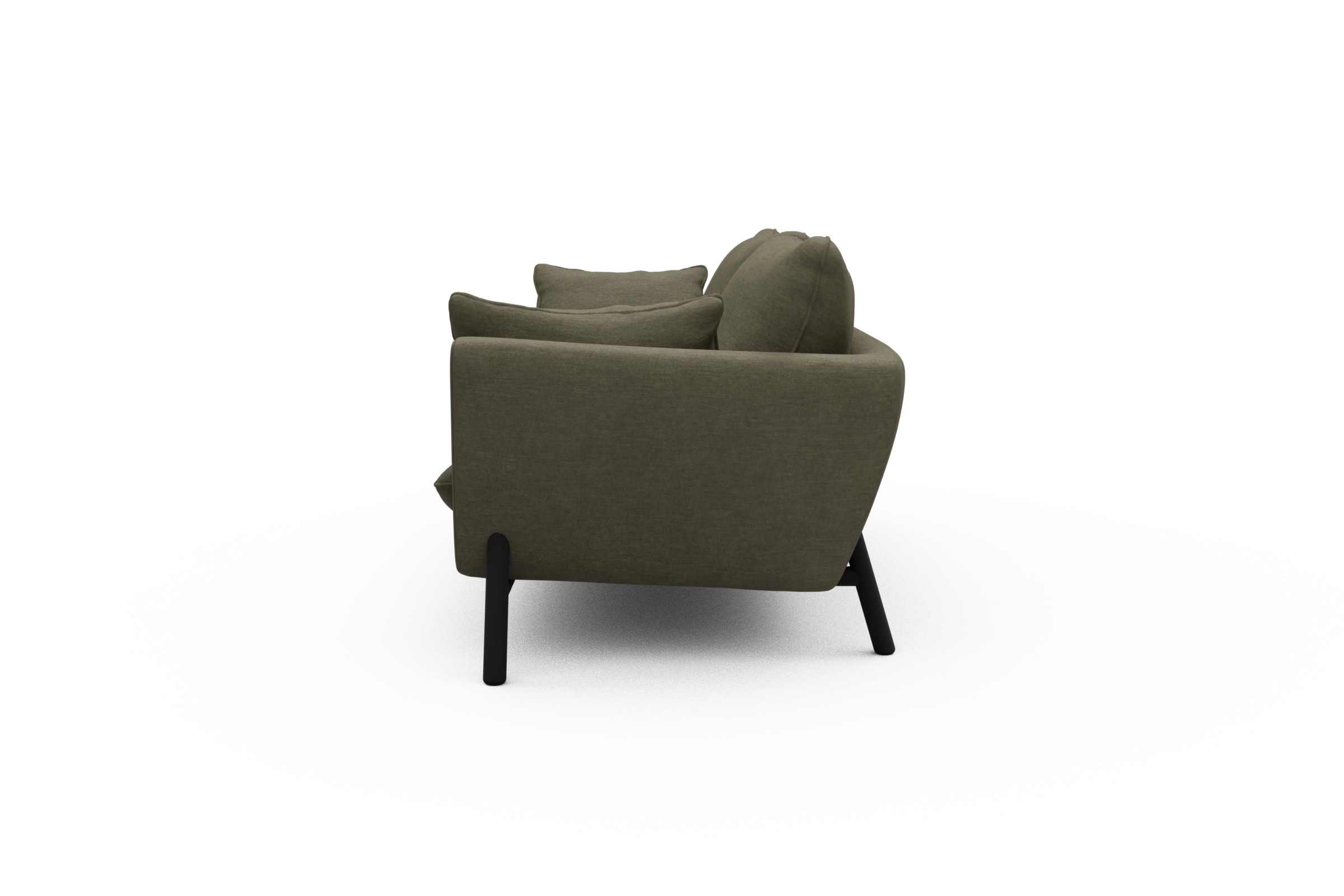 Sofa Emil 3-Sitzer Beinfarbe Eiche Schwarz Vivus-Dusty-Olive