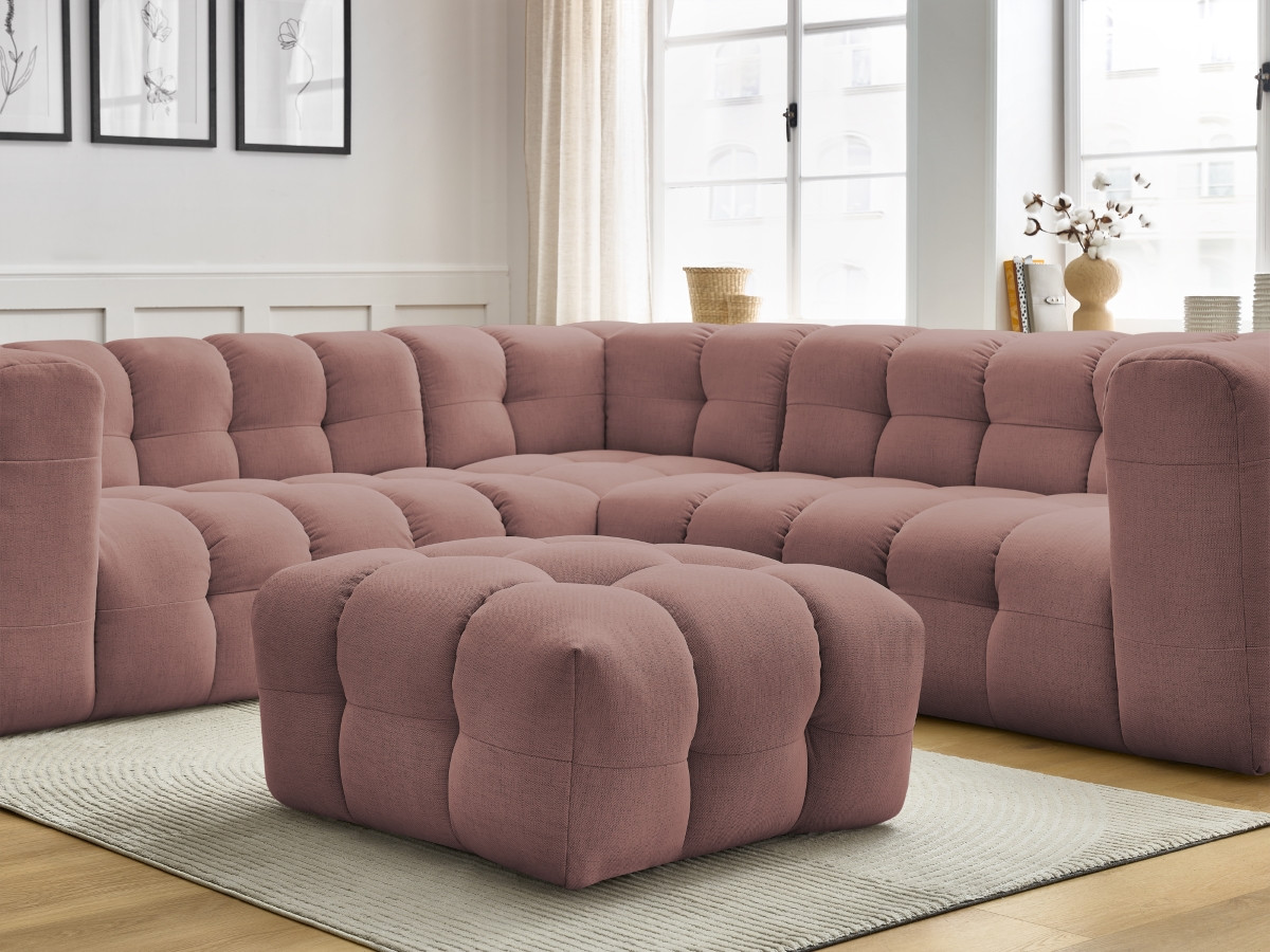 Bobochic Cloud Ecksofa mit Pouf 268 × 110 cm Stoff Rosa