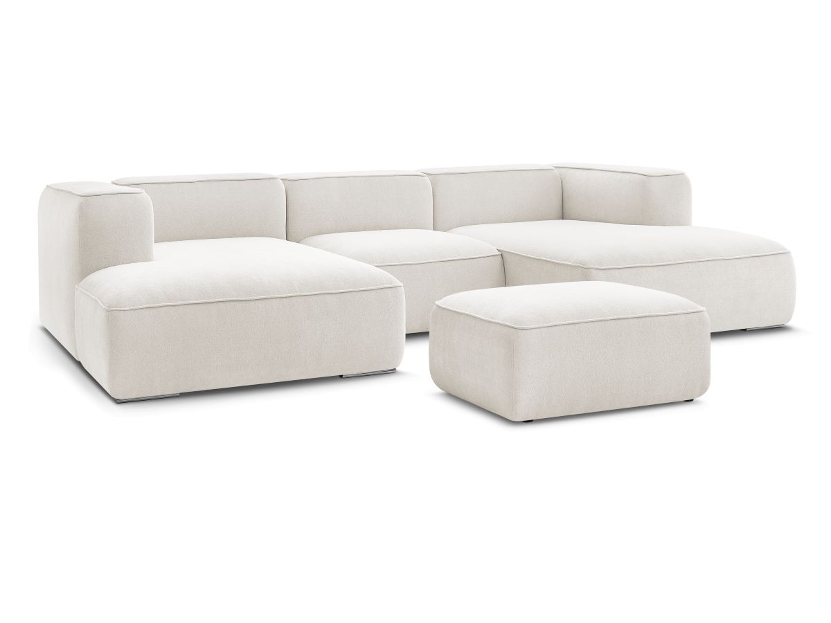 Bobochic Zephyr Wohnlandschaft mit Pouf Strukturstoff Weiß