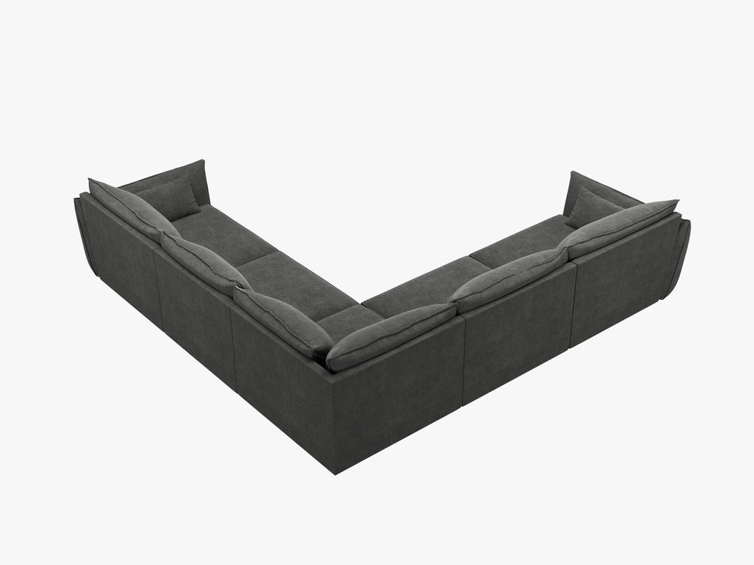 Micadoni Ecksofa Kaelle 7-Sitzer Chenille Over The Horizon Dunkelgrau