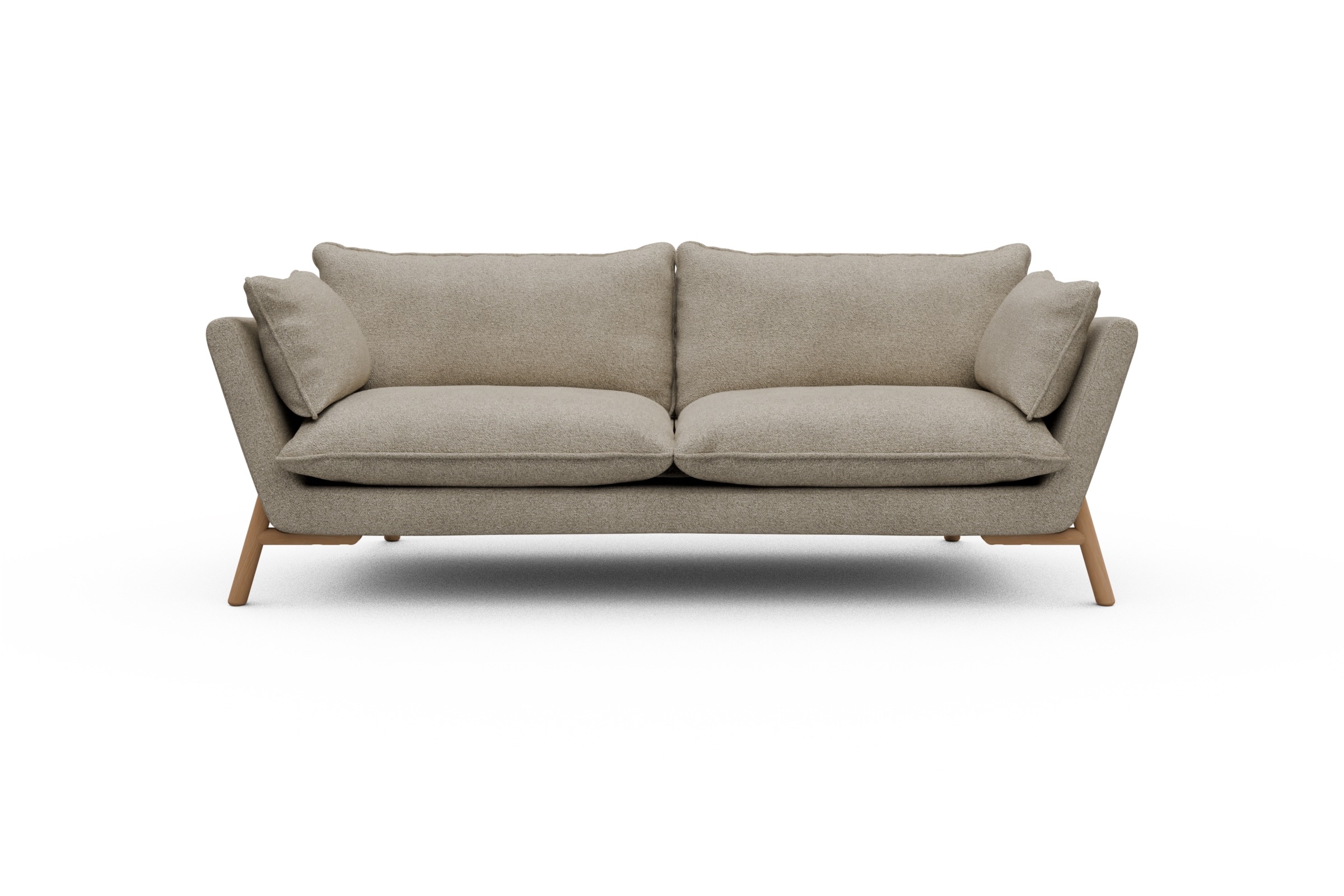 Skandi Home Sofa Emil PREMIUM 3-Sitzer Beinfarbe Eiche Natur Boucle-Beige moebelfaktor