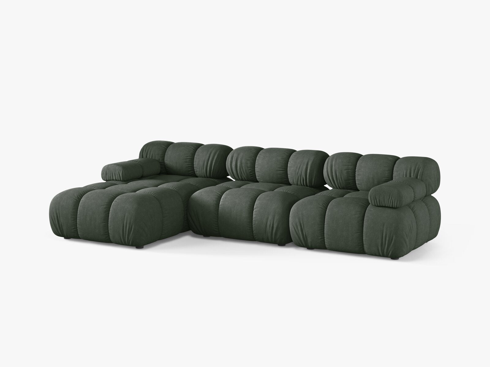 Micadoni Modulares Ecksofa Bellis 4-Sitzer Links Strukturierter Stoff Liberty Moßgrün