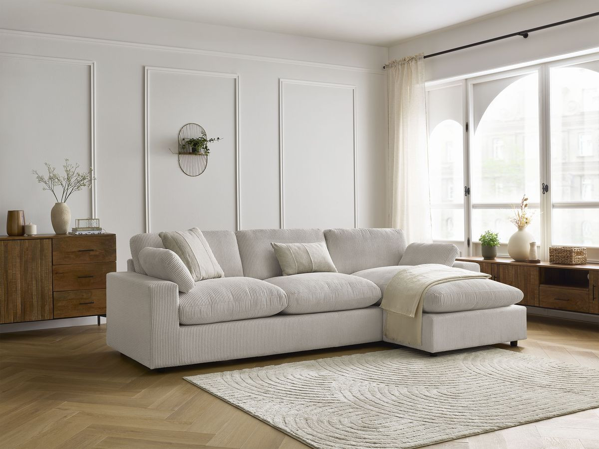 Bobochic Belair Ecksofa 280 × 139 cm Cordsamt Beige