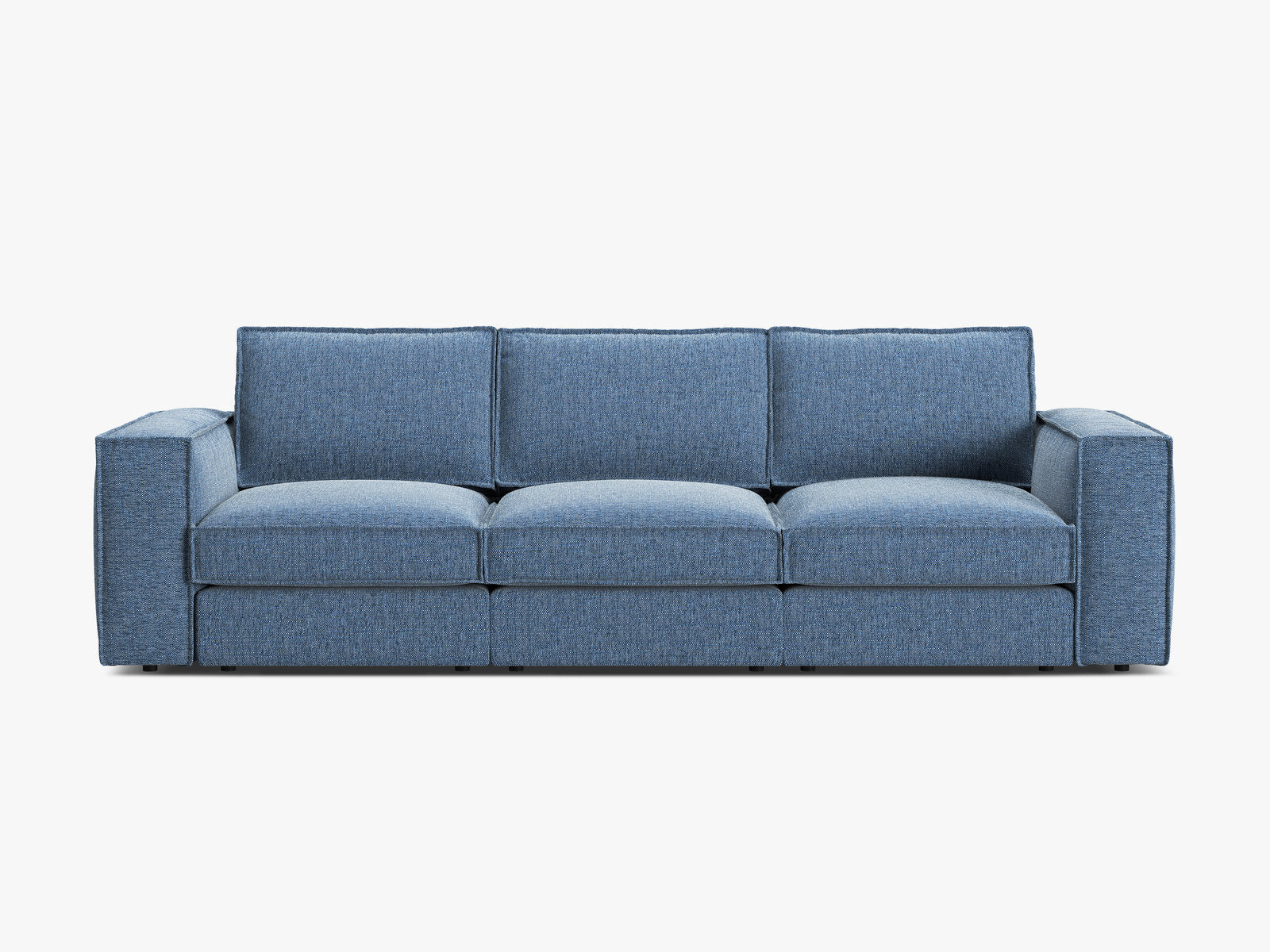 Micadoni modulares Sofa Pola 4-Sitzer Strukturierter Stoff Babel Dunkelblau