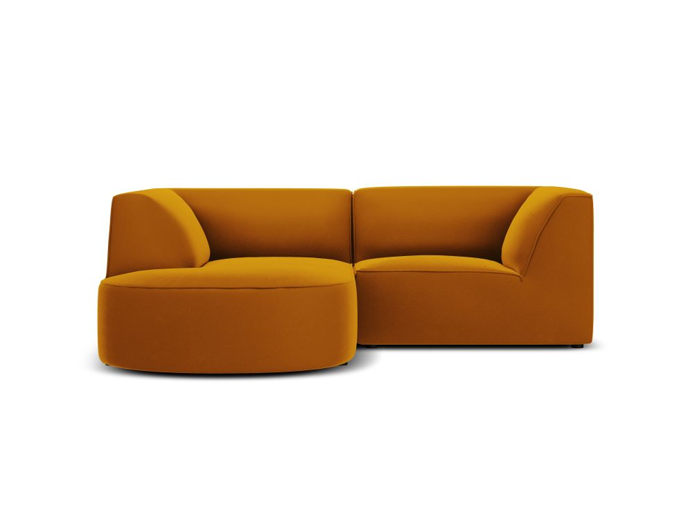Cosmopolitan Design Ecksofa Siena 3-Sitzer abgerundet Samt Salvador Gelb Links