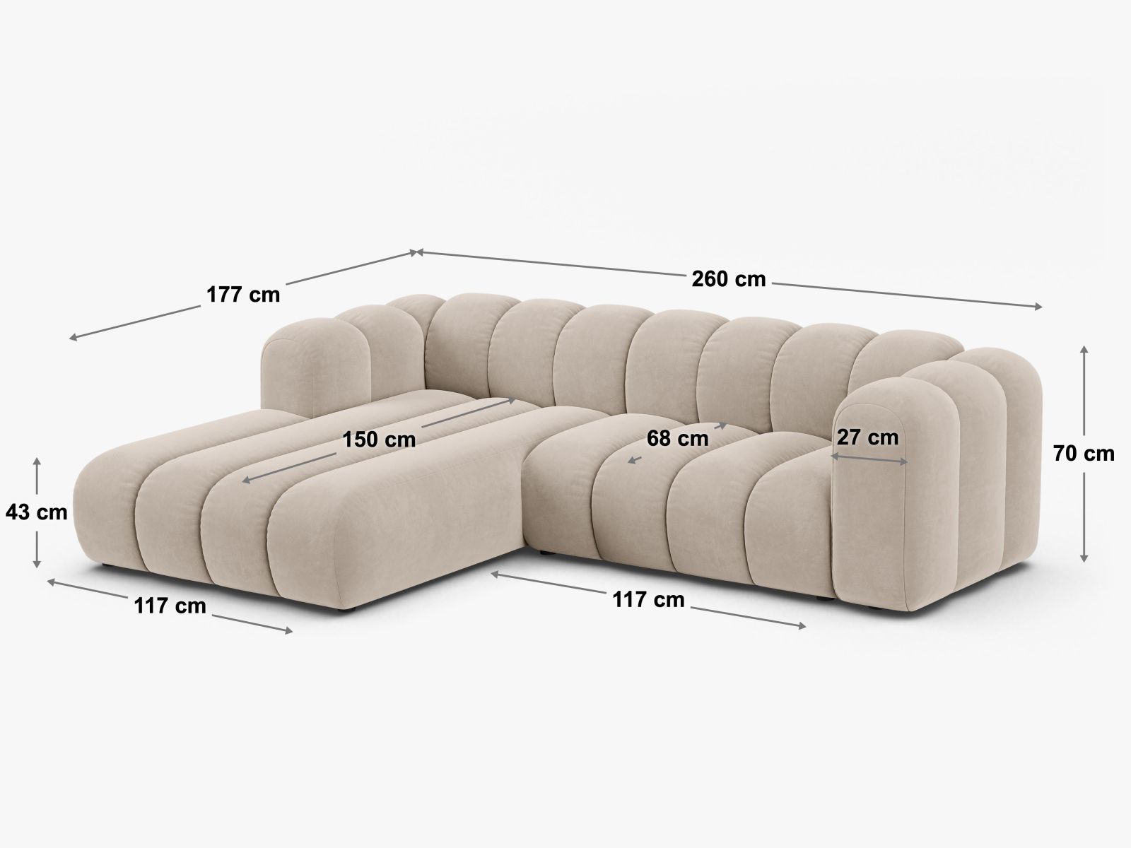 Micadoni Modulares Ecksofa Lupine 4-Sitzer mittelgroß Links Samt Salvador Flaschengrün