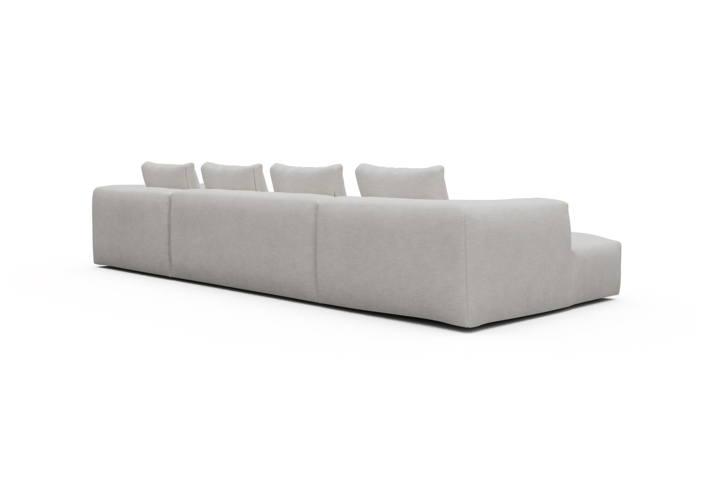 Wohnlandschaft Fred Relax-Ecke rechts mit 2-Sitzer und Chaiselongue links Flachgewebe Vivus 574-Dusty-Off-White