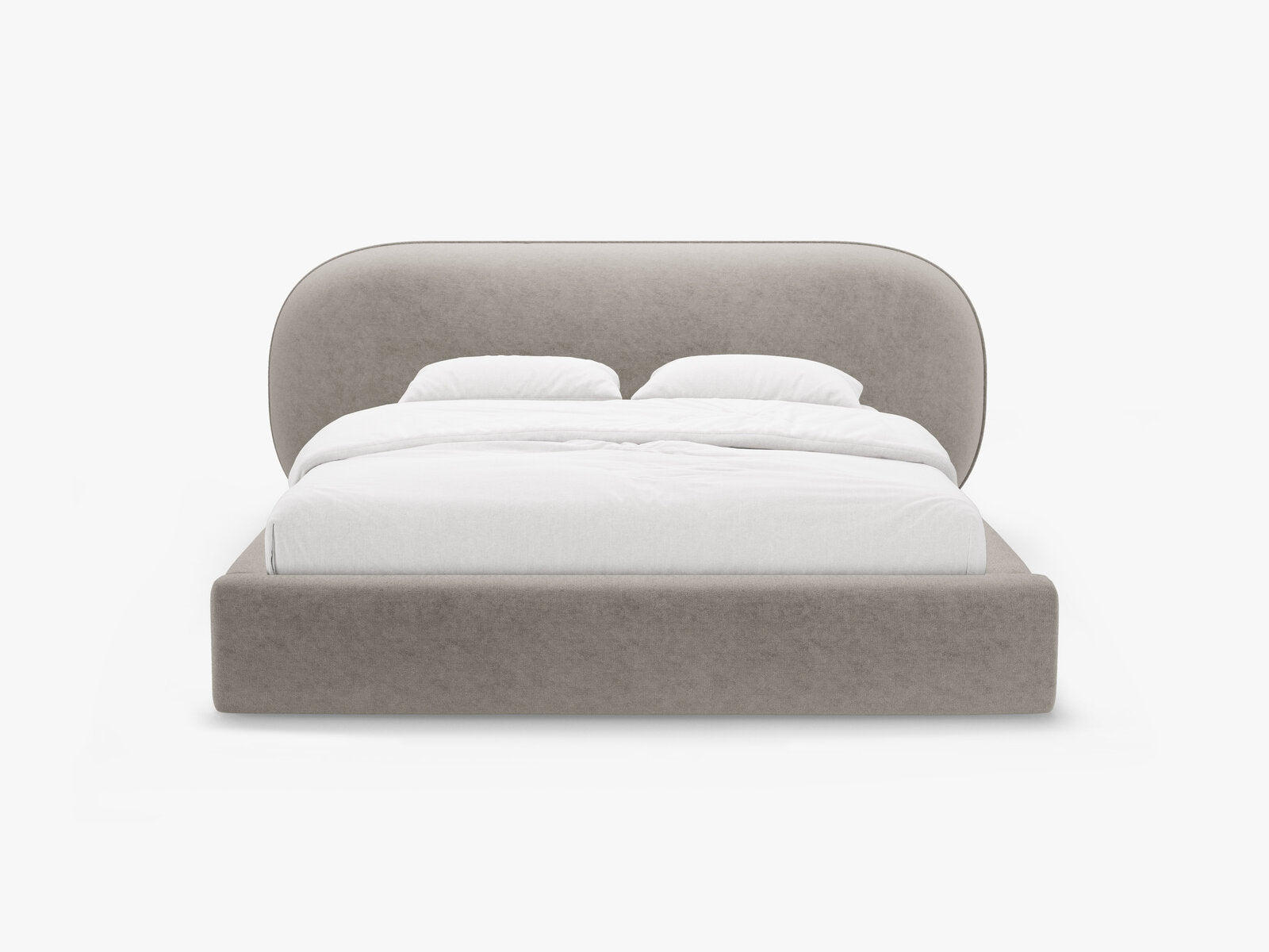 Micadoni Stauraumbett mit Kopfteil Ovalo Chenille Perfect Harmony Beige 140x200
