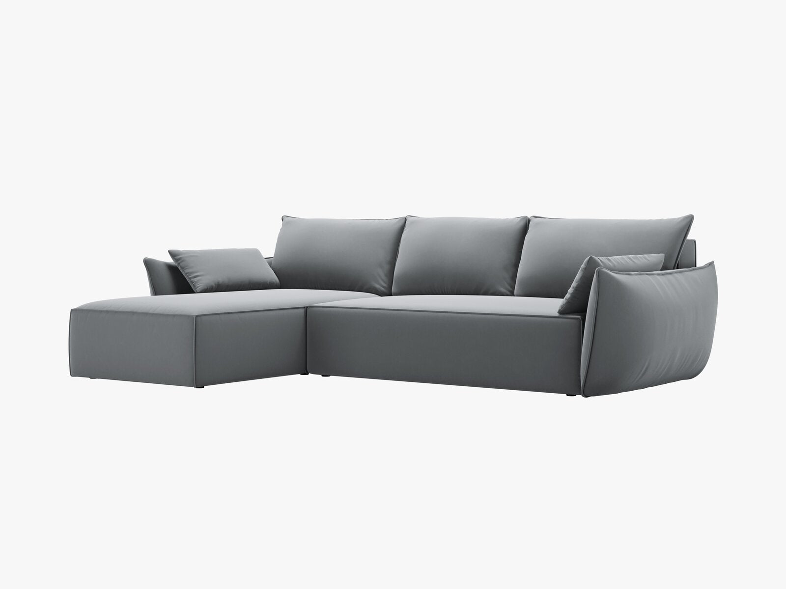 Micadoni Kaelle Ecksofa 4-Sitzer mit Schlaffunktion Rechts Samt Bluvel Grau