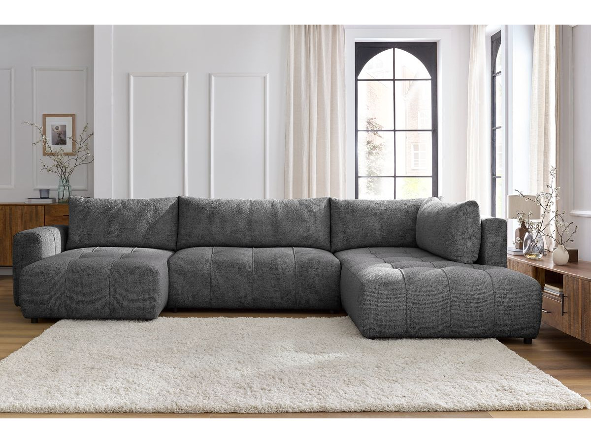 Bobochic Arsene Wohnlandschaft Melange-Stoff Dunkelgrau Ecke links
