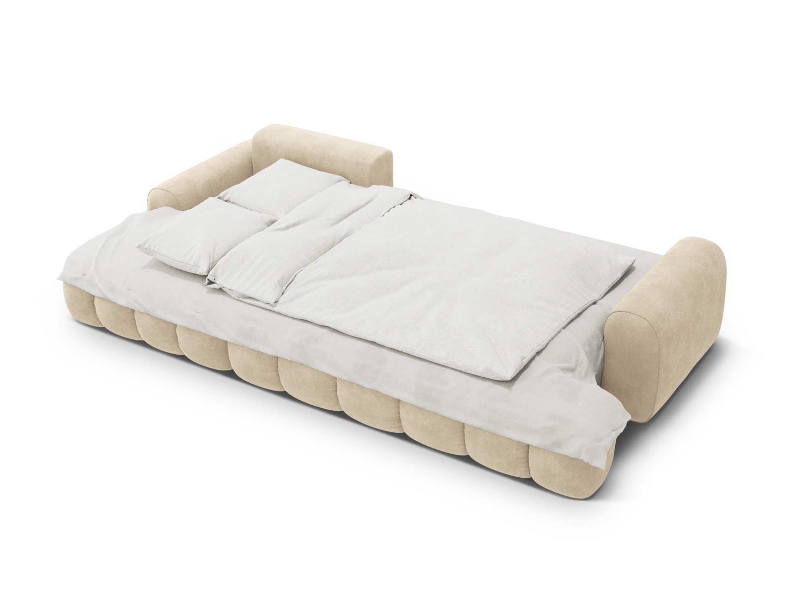 Cosmopolitan Design Ecksofa Linz 3-Sitzer mit Schlaffunktion Samt Vogue Helles Beige Links