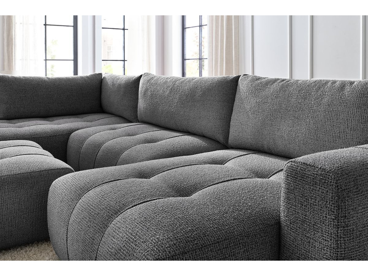 Bobochic Arsene Wohnlandschaft mit Pouf Melange-Stoff Dunkelgrau Ecke rechts