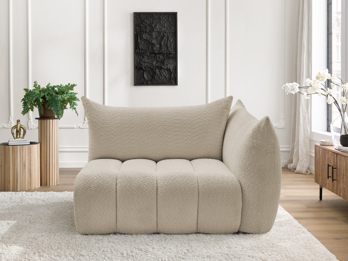 Bobochic Azra Sofamodul 2-Sitzer 143 × 112 cm Bouclé-Stoff Beige Ecke rechts