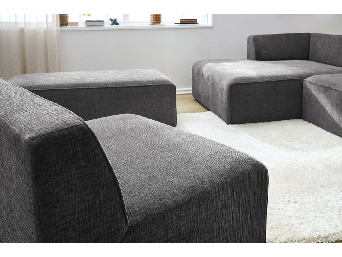 Bobochic Megeve Ecksofa mit Pouf Strukturstoff Dunkelgrau Ecke links