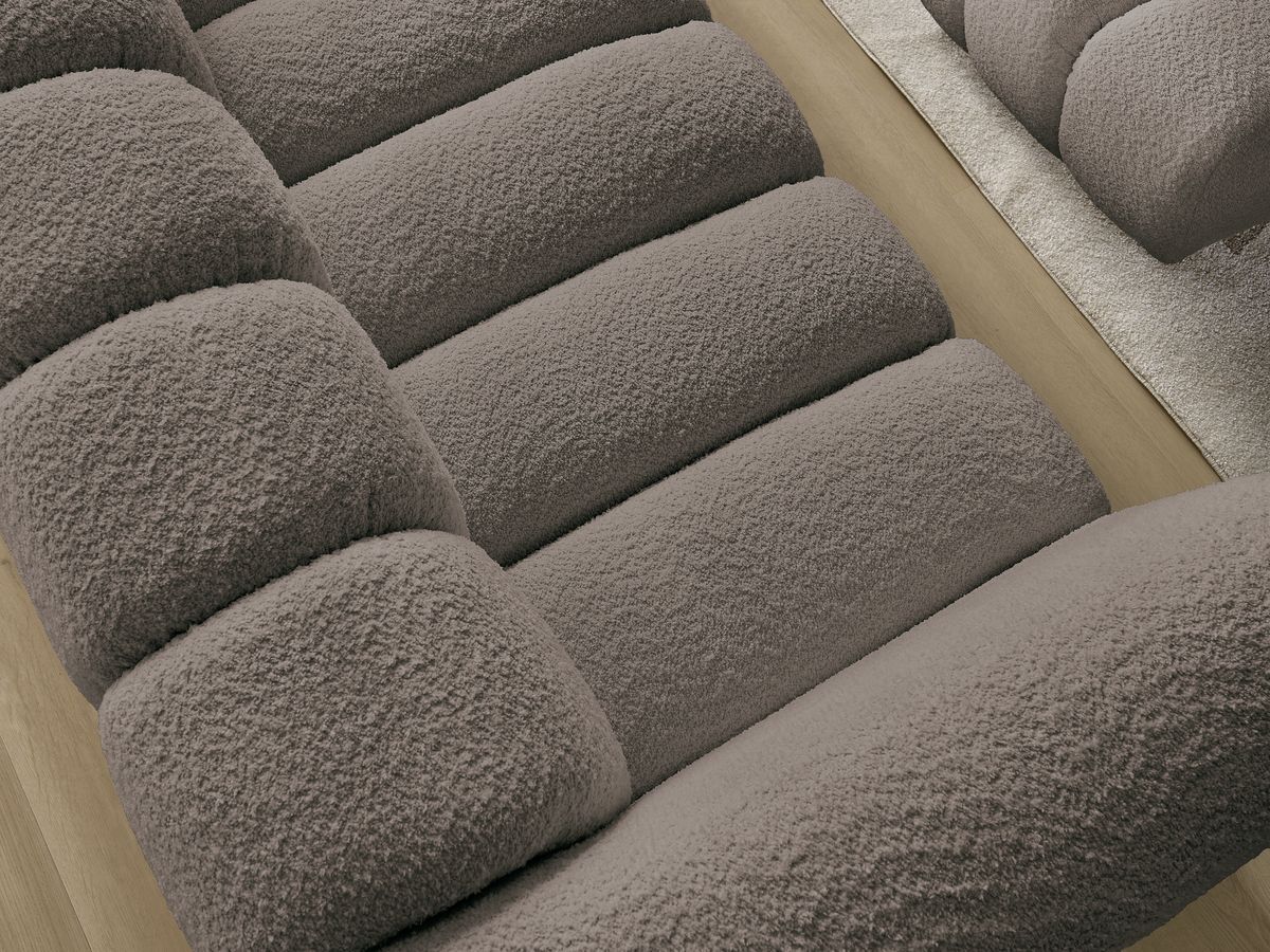 Bobochic Talia Sofa 3-Sitzer mit Pouf Bouclé-Stoff Braun
