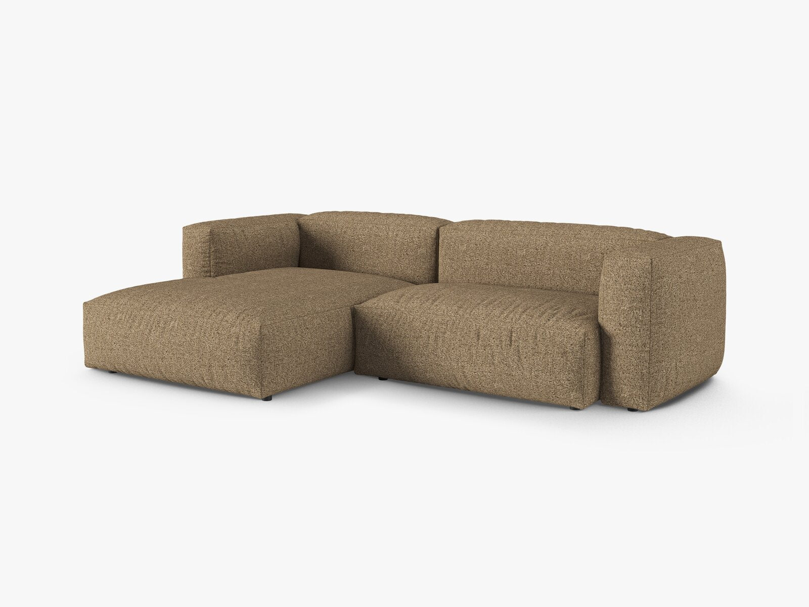 Micadoni Ecksofa Martina 2-Sitzer 90cm Sitztiefe Links Boucle Monet Cappuccino