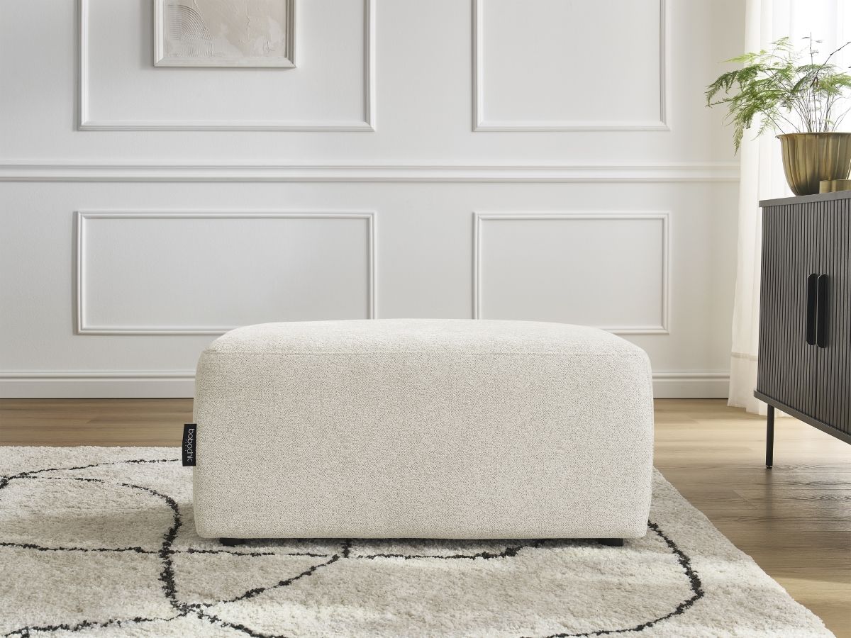 Bobochic Atilla Pouf Melange-Stoff Weiß