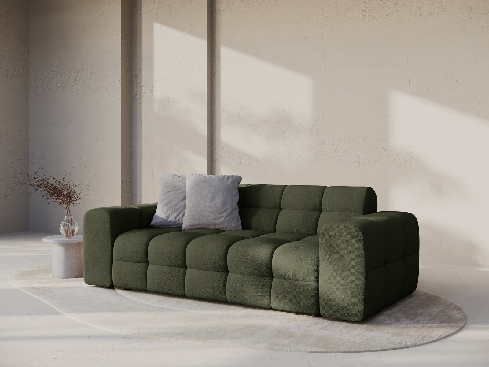 Micadoni Sofa Kendal 3-Sitzer Strukturierter Stoff Amazonas Grün