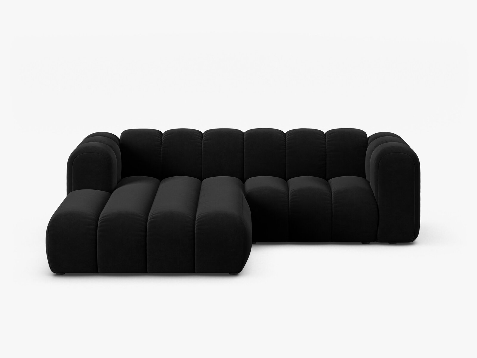 Micadoni Modulares Ecksofa Lupine 3-Sitzer Links Samt Salvador Schwarz