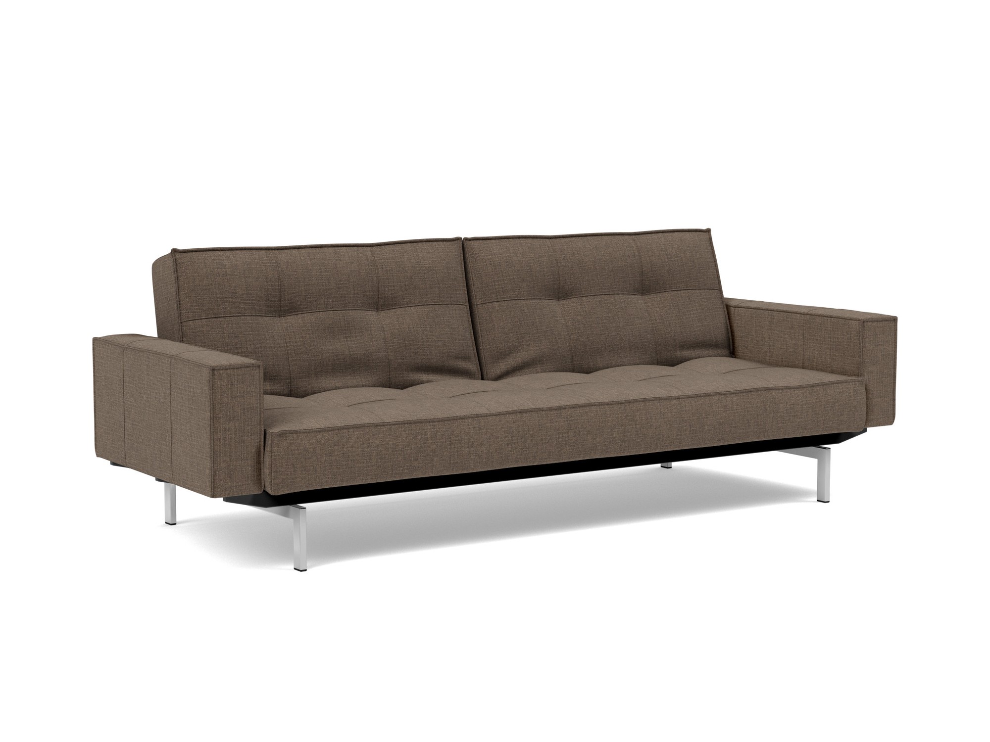 Schlafsofa Splitback mit Armlehnen Chenille Esina 411-Cedar-Brown Beine Chrom