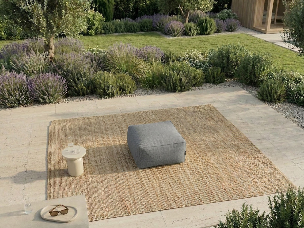 Bobochic Riviera Pouf 80 × 80 cm Stoff Dunkelgrau