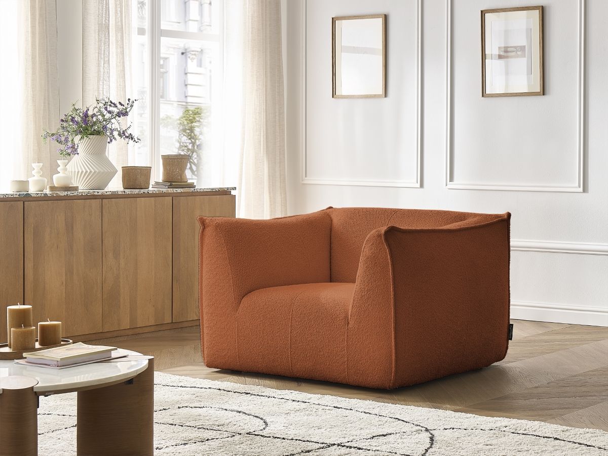 Bobochic Giorgia Sessel Bouclé-Stoff Orange