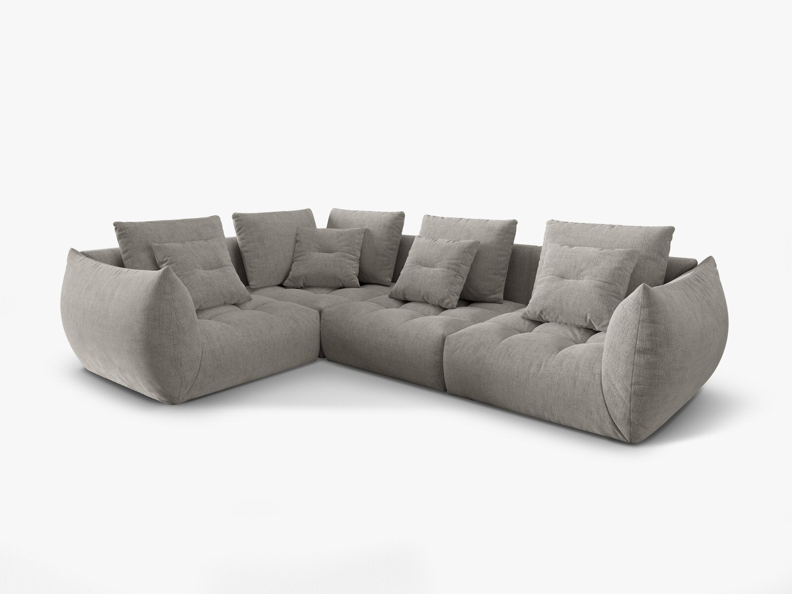 Micadoni Ecksofa Bloom 4-Sitzer Strukturierter Stoff Wind Hellgrau Links