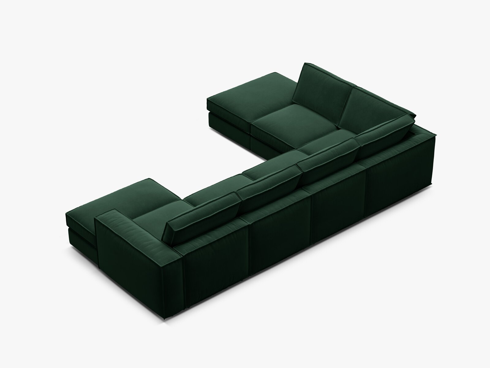 Micadoni modulares Panorama Ecksofa Pola 5-Sitzer Links Samt Salvador Flaschengrün