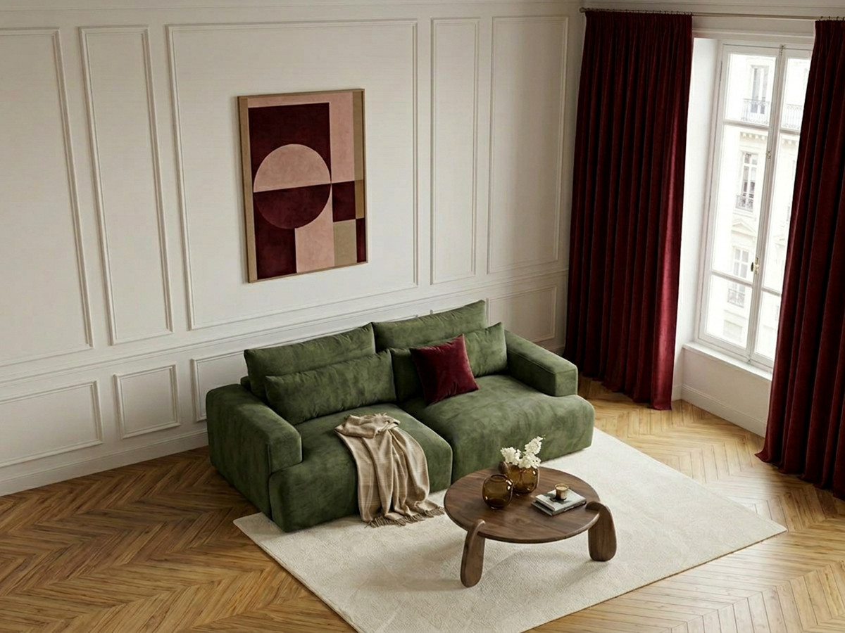 Bobochic Twiny Sofa 3-Sitzer Stoff Grün