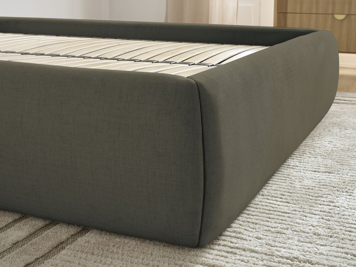 Bobochic Inera Bettgestell mit Bettkasten, ohne Kopfteil Stoff Grün, Liegefläche 180 × 200 cm
