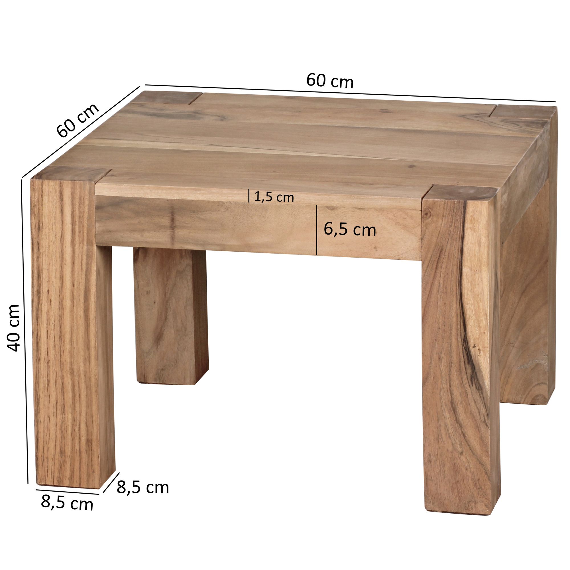 Couchtisch Hvaler Akazie Massivholz 60 × 60 × 40 cm