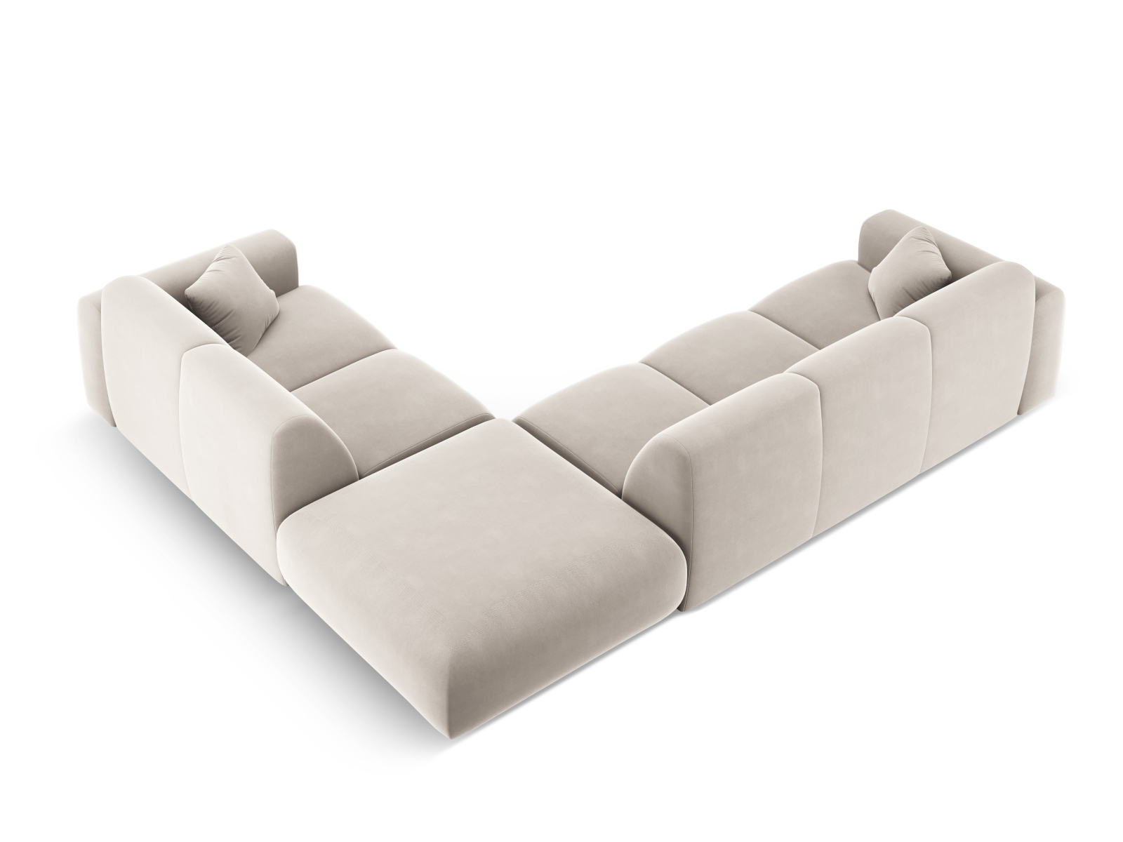 Cosmopolitan Design Ecksofa Nolio 4-Sitzer offen Samt Casino Helles Beige Rechts